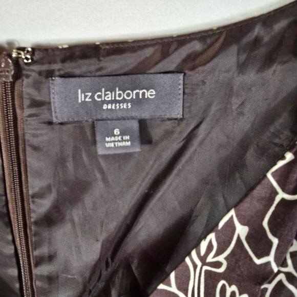 Liz Claiborne Floral Brown and Cream Midi Dress - Picture 6 of 9